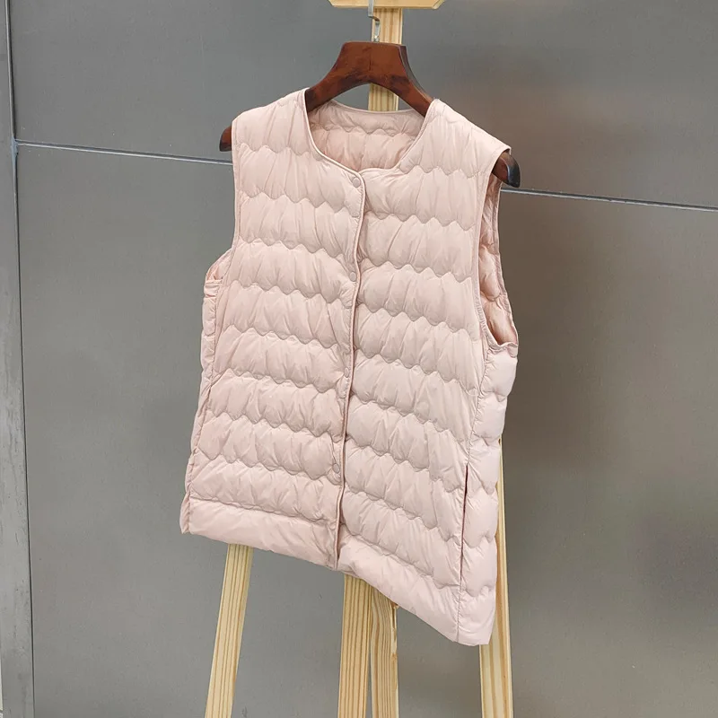 New Wave Warm Down Waistcoat Jacket Autumn Winter Women Light Thin White Duck Down Vest Coat Ladies Sleeveless Short Tank Parkas