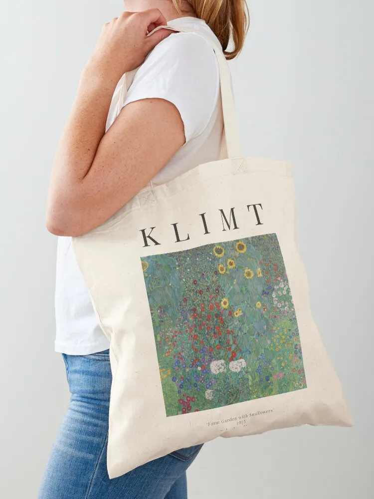 

Cottage Garden With Sunflowers - Gustav Klimt - Exhibition Poster Tote Bag bags for women Women's shopper tote bags aesthetic