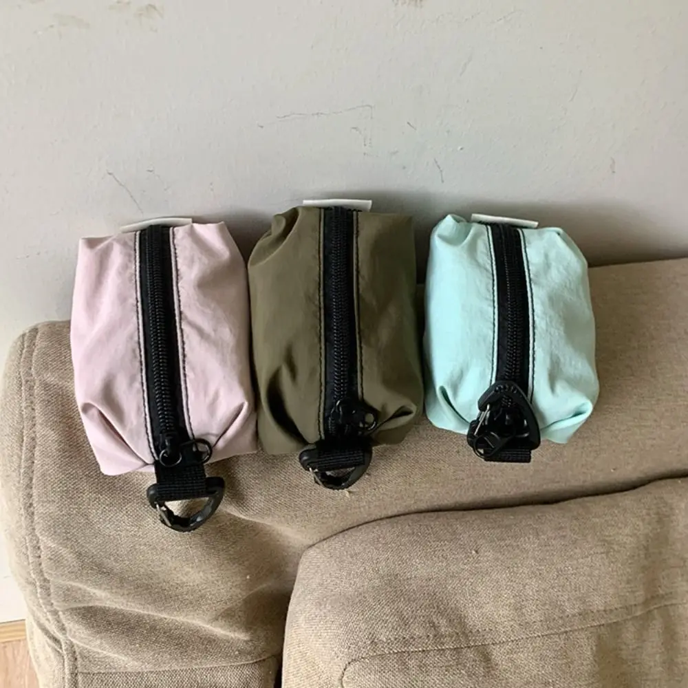 Portable Nylon Cloth Coin Purse Solid Color Korean Style Zipper Small Item Bag Large Capacity Lightweight Cosmetic Bag Travel