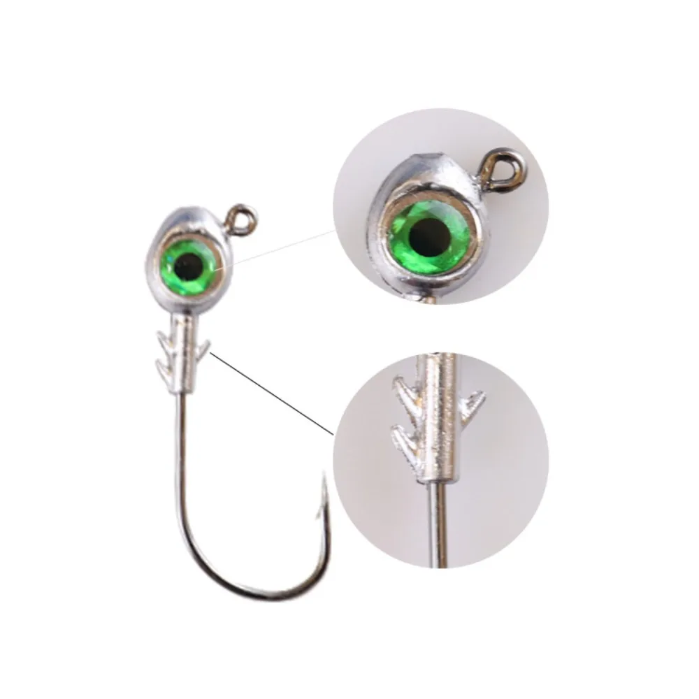 3PCS Three Barbs Big Eye Jig Head 3D High Carbon Steel Eyes Jig Head Hook Easy To Install Securely Jig Head Fishing Hook Trout