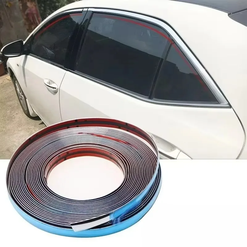 1 stücke Universal 3/5M Auto Chrom Dekorative Streifen Helle Schwarz Silbrig Auto Tür Schutz Stoßstange Styling Moulding trim – Detail 2