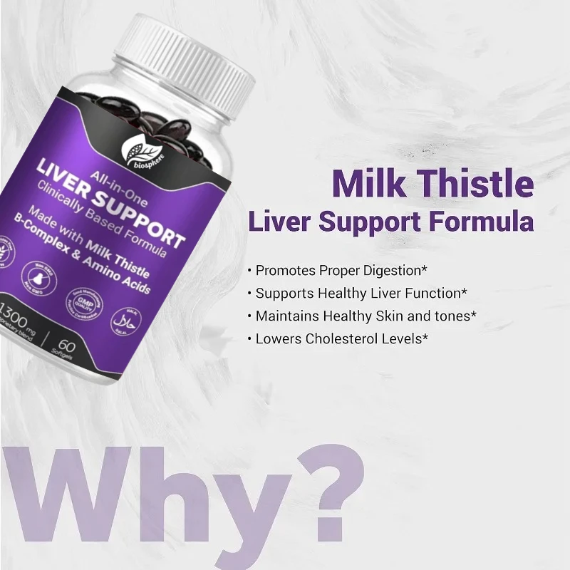 Silymarin Milk Thistle 1300mg Is Rich in B Group Complexes and Amino Acids | 13 in 1 Liver Cleansing and Repair Support