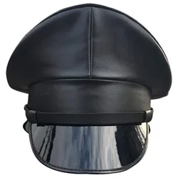 Bar themed film and television performance leather hat German military cap PU leather hat network anchor prop hat