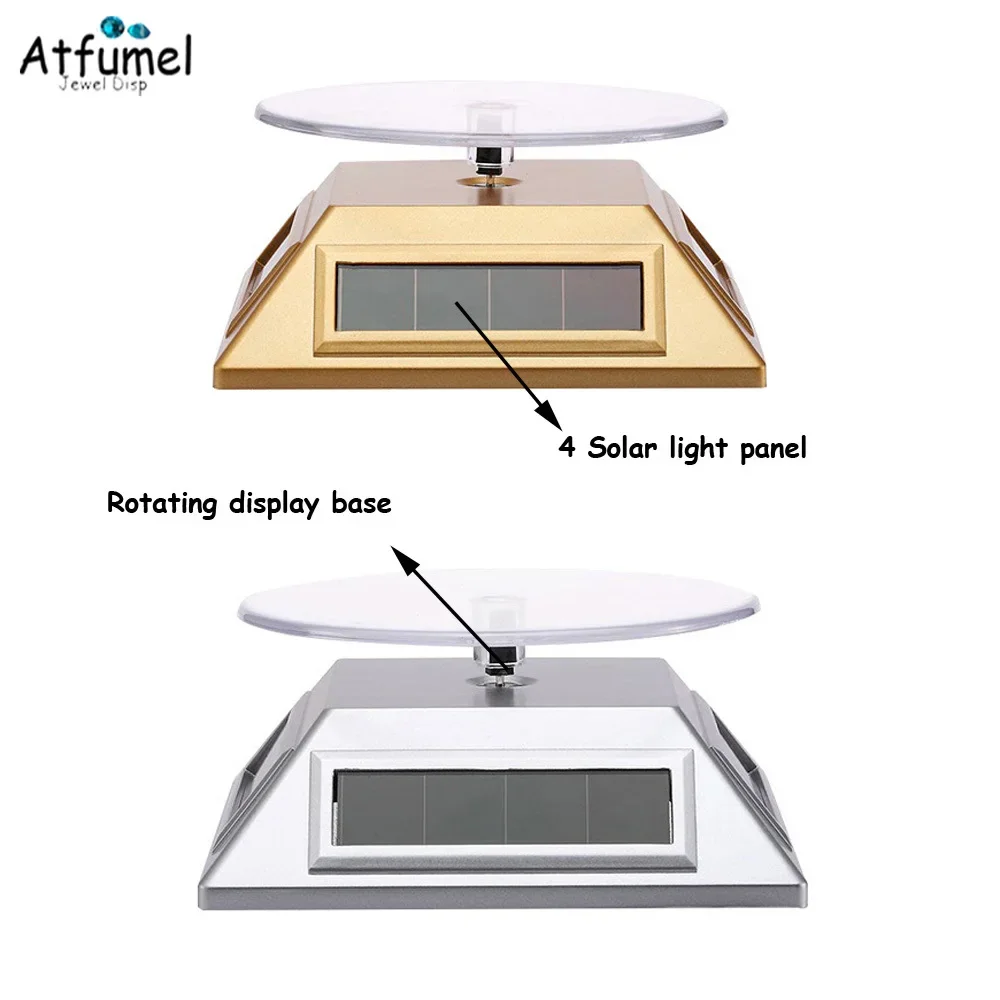 Plataforma giratoria automática 360, brazalete, anillo de reloj, soporte para presentación de joyería, batería Solar, soporte organizador de pendientes de teléfono de doble uso