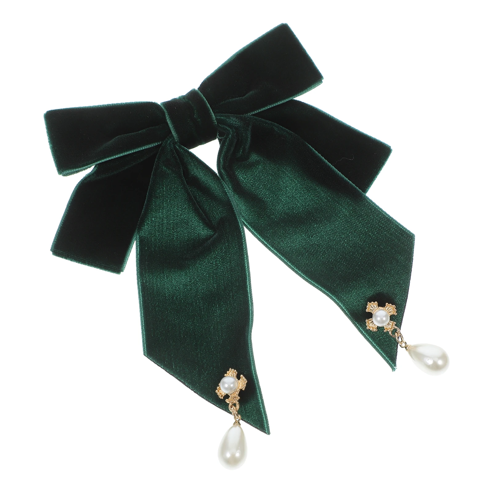 

Ribbon Bow Tie Women Brooches Fancy Pins Clothes Red Bowtie Adjustable Velvet Pearl Collar Pin Elegant Classic Vintage