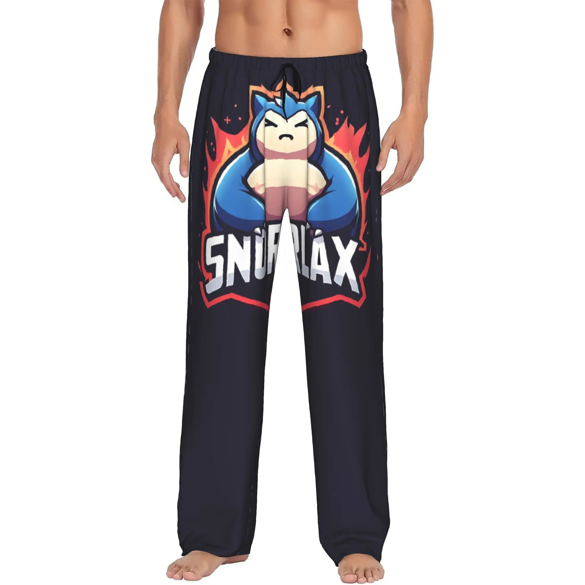 Custom Men's S-Snorlaxed Anime Pajama Pants Printed Cartoon Sleep Sleepwear Bottoms with Pockets