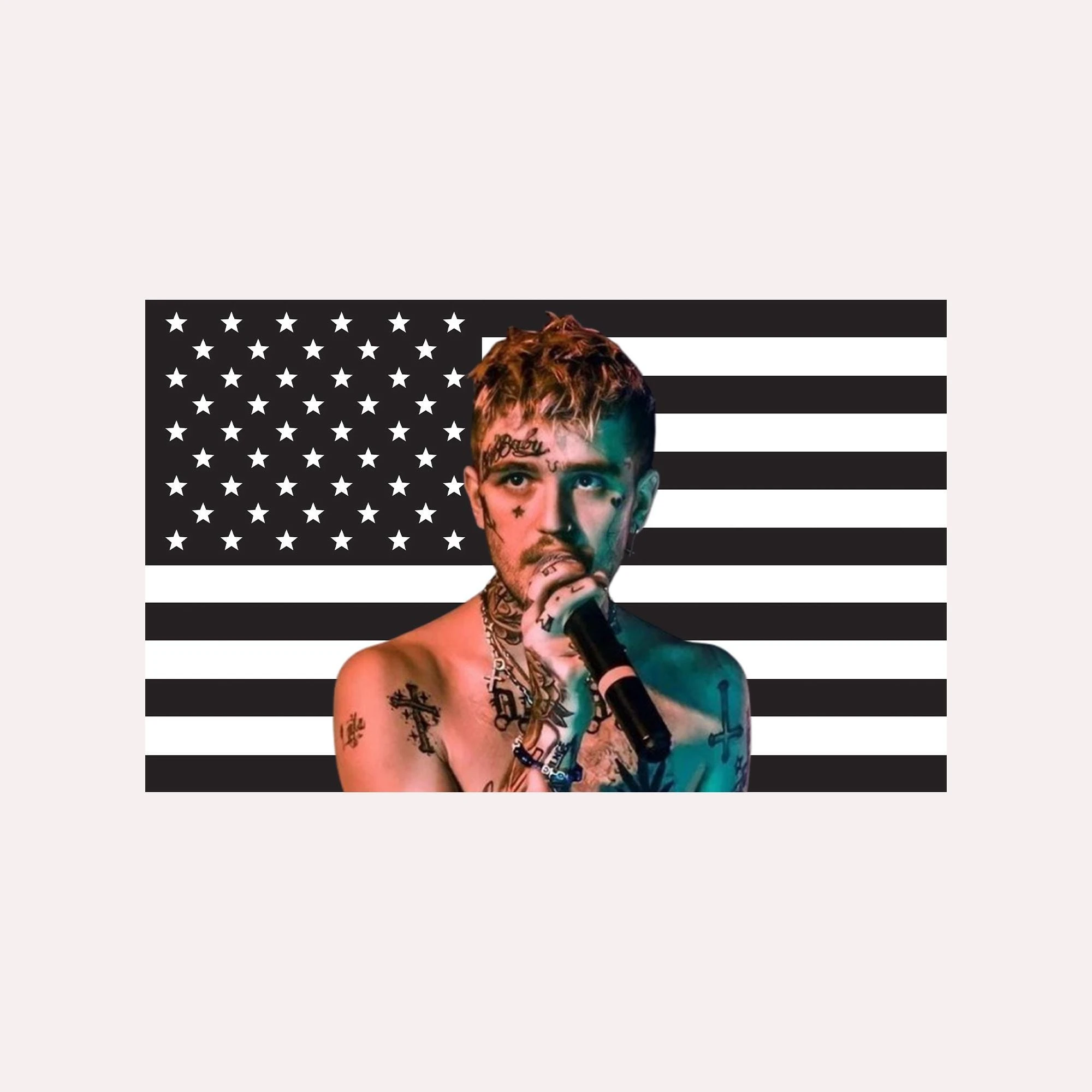 Lil Peep Black American Flag Tapestry – Emo Rap Wall Art | Goth Aesthetic Decor | Music Fan Flag | Dorm Room Decor
