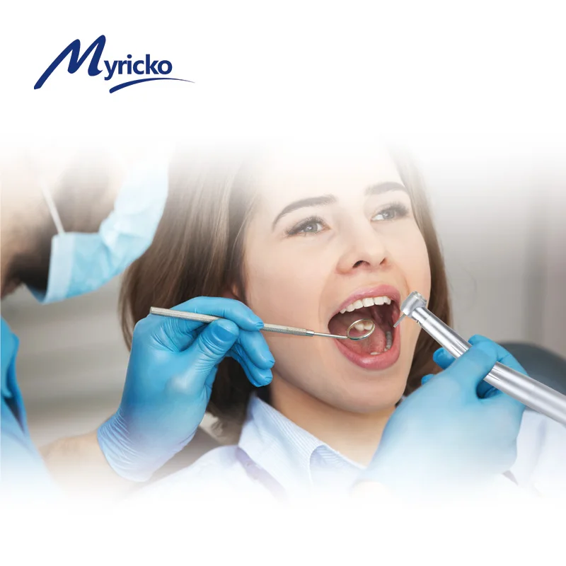 Myricko-pieza de mano LED Dental, rodamiento de cerámica de alta velocidad, cabezal estándar, botón pulsador, 3 turbinas de pulverización de agua