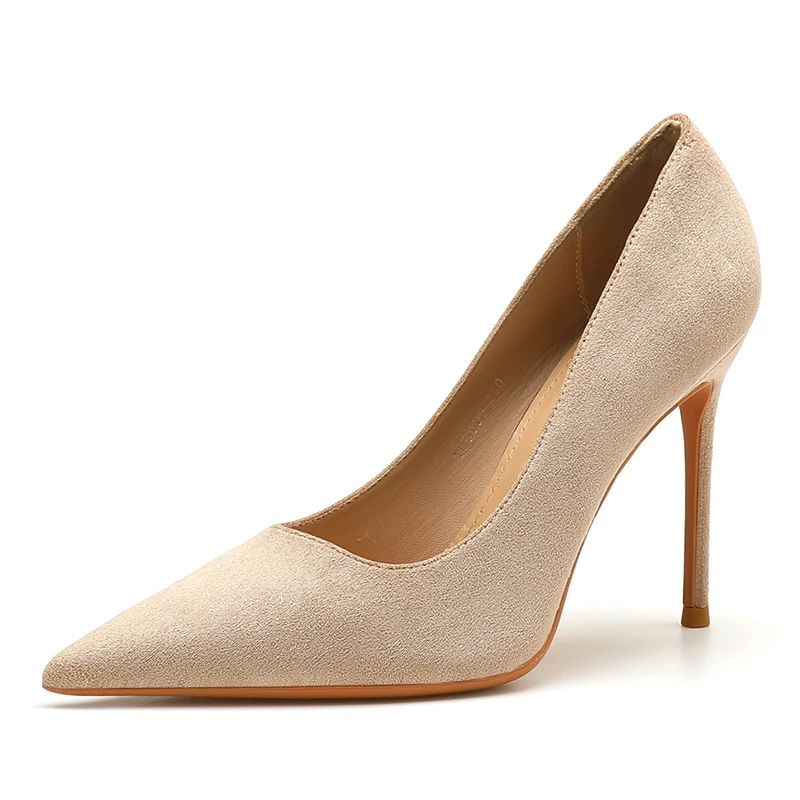 

Spring Autumn Wine Red Party Wedding Pumps 6cm/8cm/10cm Thin High Heels Blue Black For Women Office Comfort Flock Shoes B006