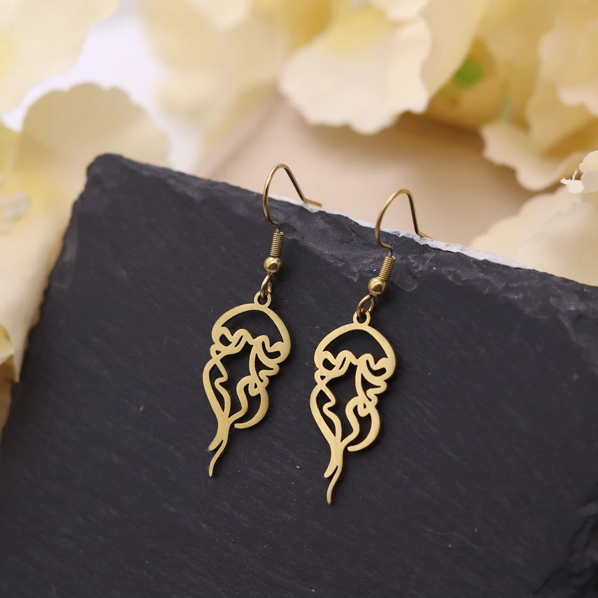 Todorova Hollow Line Art Jellyfish Pendant Earrings for Women, Unique Minimal Ocean Style Charm,Marine Creature Jewelry