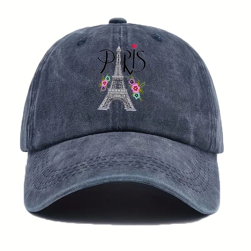 Women'S Paris Eiffel Tower Baseball Cap - Lightweight Breathable Fabric, Adjustable Snap Closure, Multiple Colors, Perfect Mothe