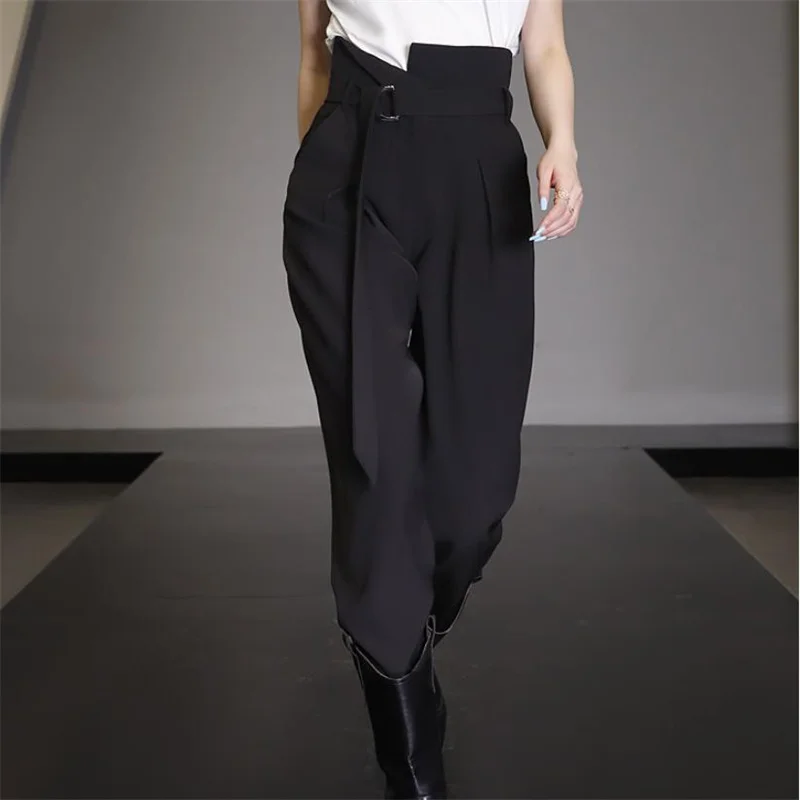 

High waist black harem pants women's 3XL thin 2022 new autumn casual pants fashion radish pants