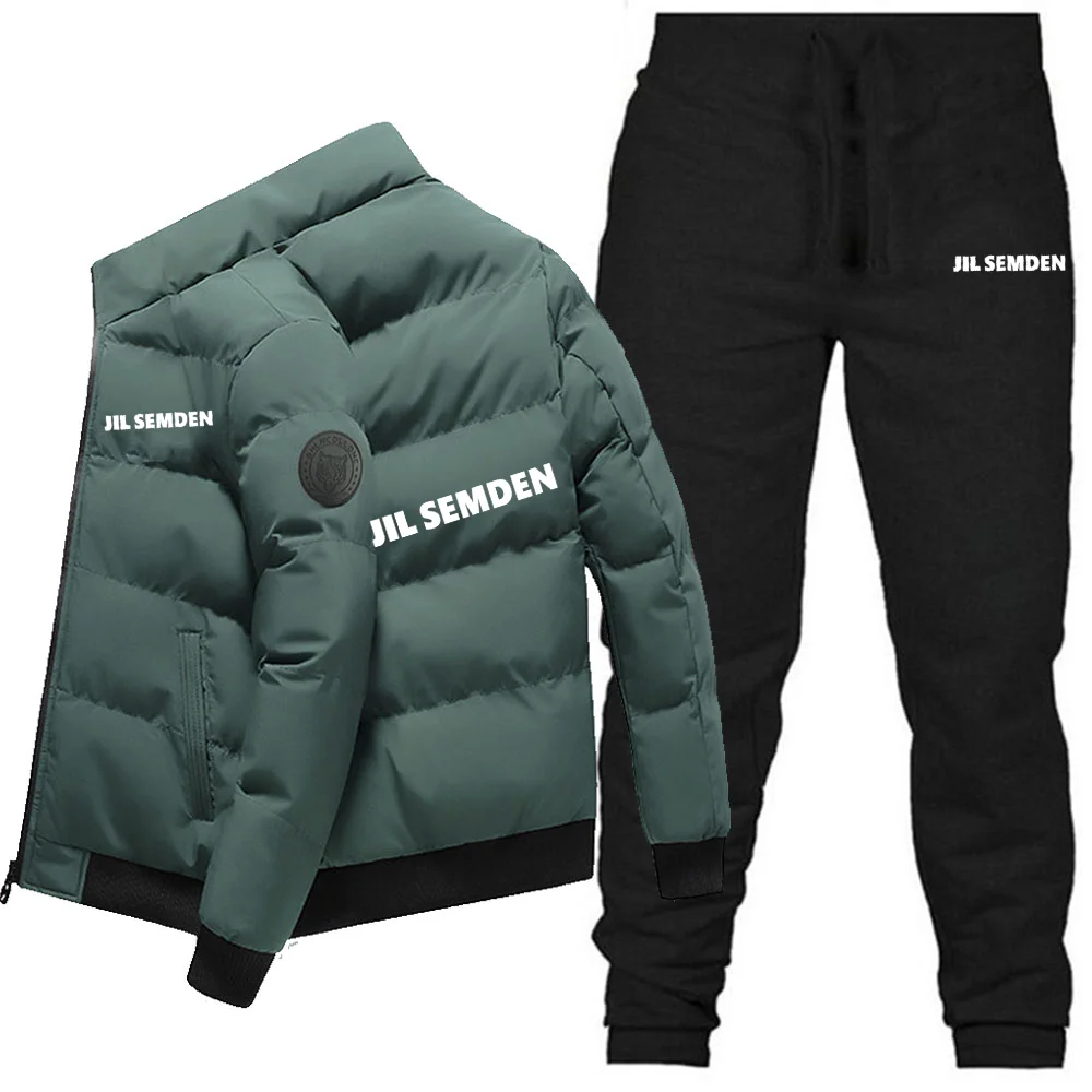JIL SEMDEN Winter Stand Collar Casual Cotton Jacket Pants Set, Coat, Cotton Jacket, Fashion Men's Wear, Fashion Warm Top