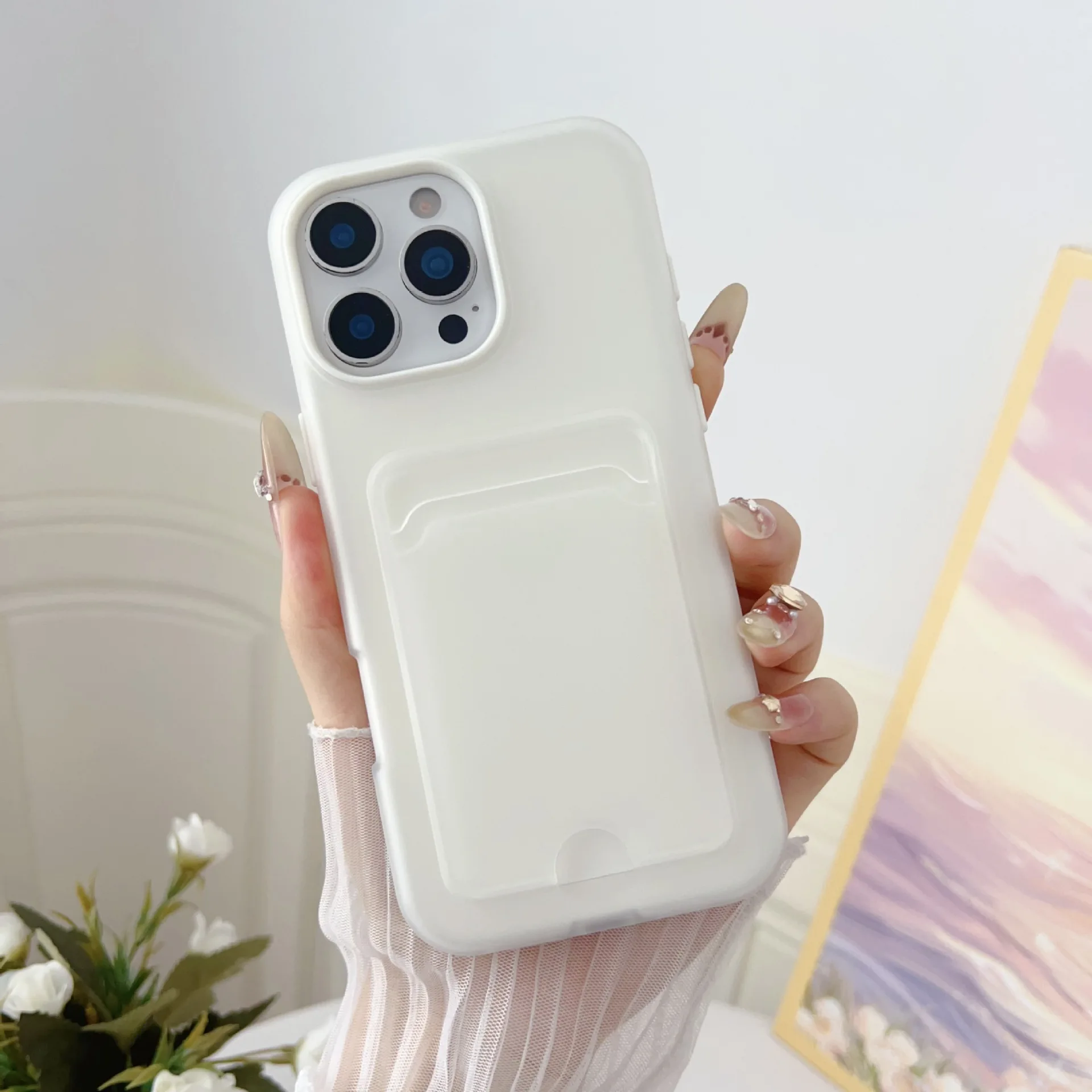 Bonbonfarbene Brieftasche mit Kartensteckplatz-Halterung, Schutzhülle für iPhone 17 Air 16e 16 Pro Max 15 14 Plus 13 12 11, stoßfeste Abdeckung – Detail 3