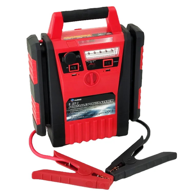 Portable Car Jump Starter with 100 PSI Air Compressor 1400 Peak Amp Emergency Tool Kit 100% Lead-acid Battery Booster