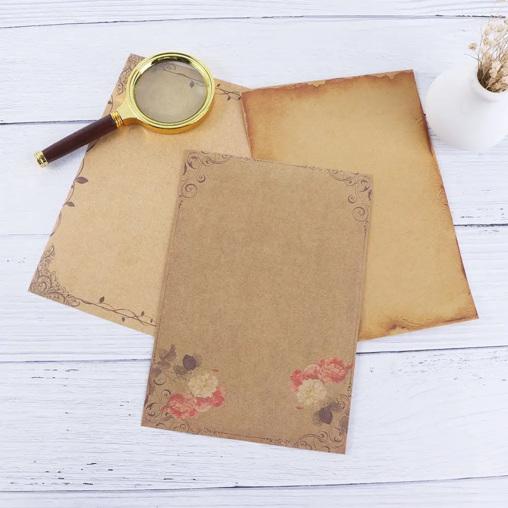 Kraft Paper Stationery Drawing Pad Letterhead Letterform Sketch Pad Writing Paper Flower Design Letter Paper Vintage