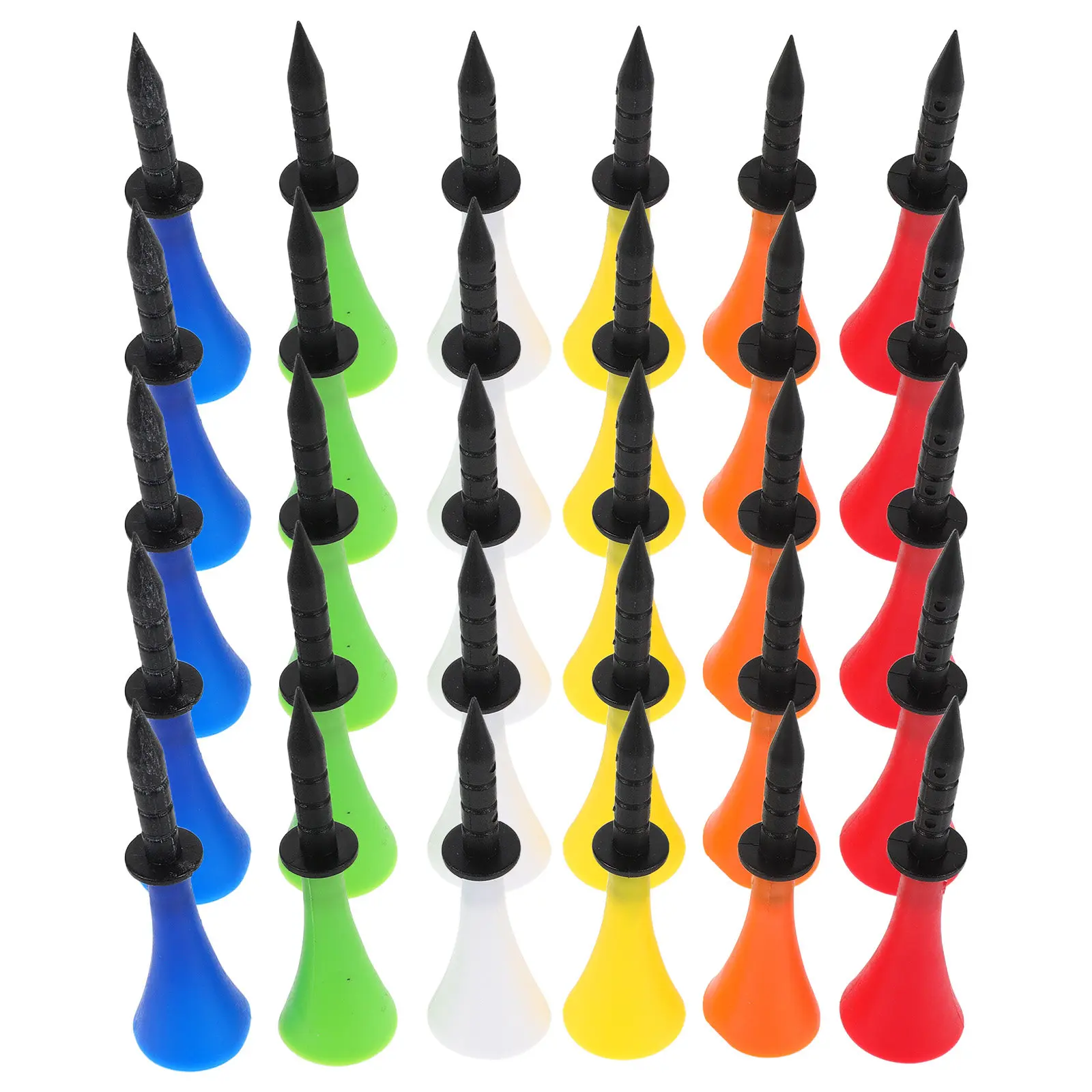 30Pcs Silicone Cushion Golf Tees Shock Absorbing Soft Plastic Golf Ball Holder Driving Range Practice Mats Turf Use
