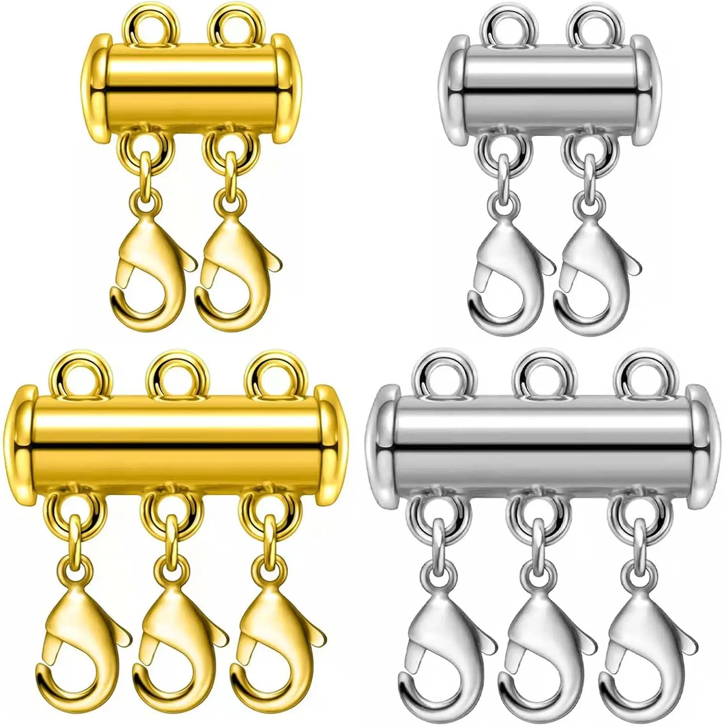 

OHINGLT Necklace Layering Clasps Magnetic Slide Lock Clasp Necklace Connector Multi Strands Slide Tube Clasps