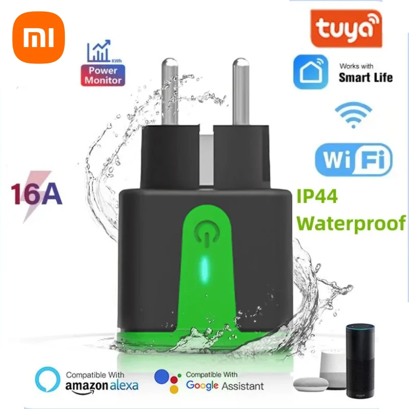 

Wifi Tuya Smart Outdoor Socket EU Plug 100-240V 16A IP44 Waterproof Wireless Socket Plug Works With Smart Life Alexa