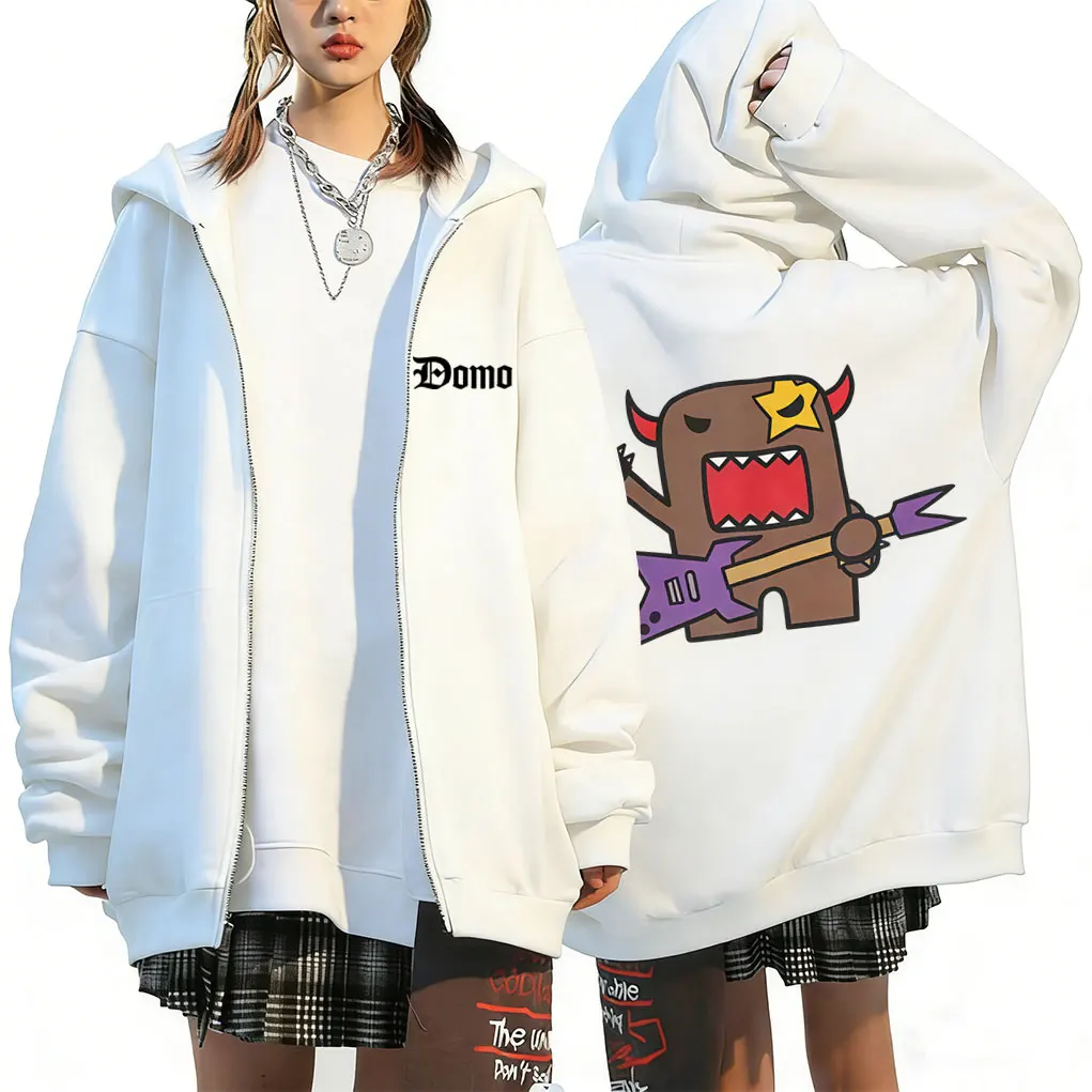 

Domo Kun Funny Meme Zipper Hoodie Men Women Humor Gothic Metal Rock Style Zip Up Jacket Male Cotton Oversized Zip Up Sweatshirt