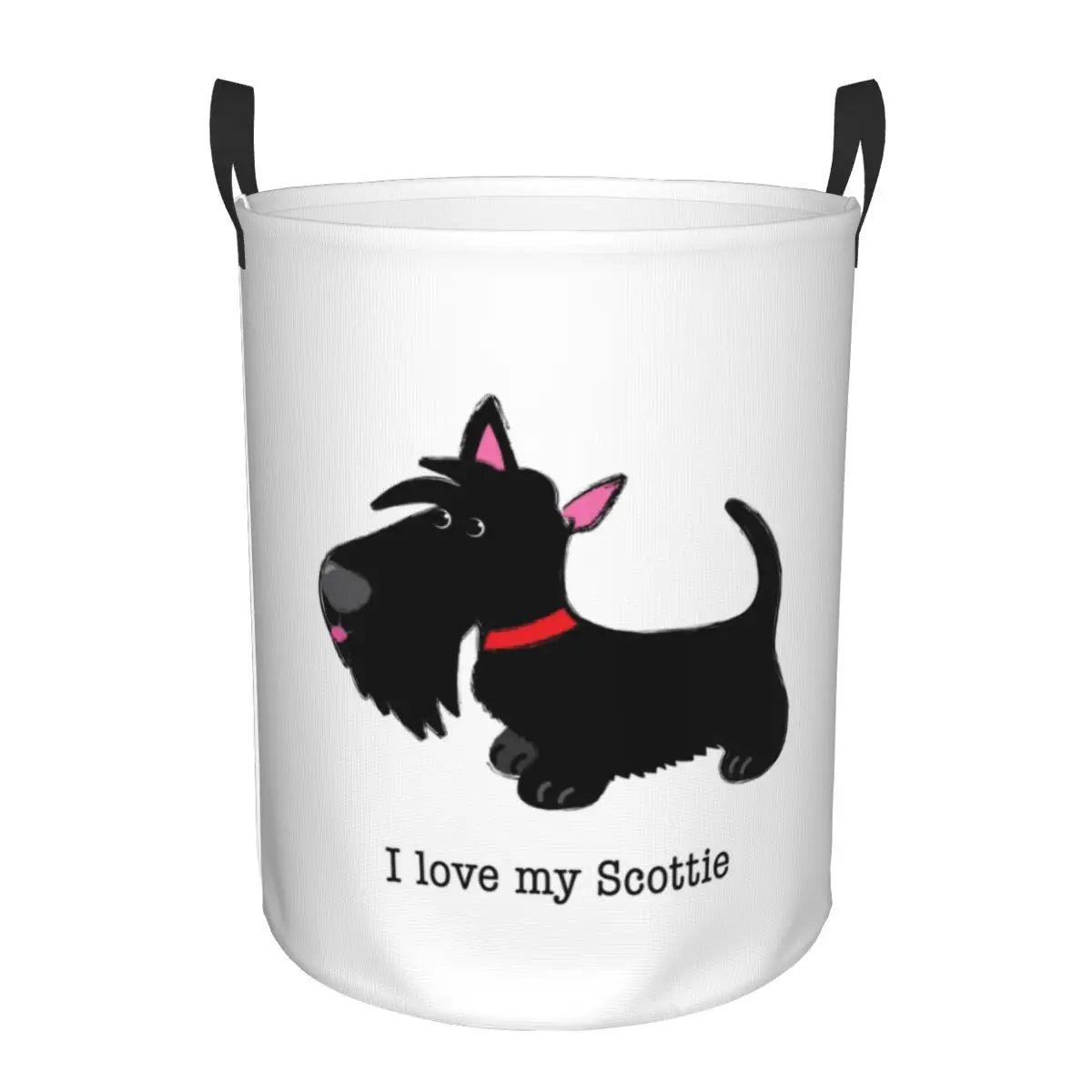 Custom I Love My Scottie Laundry Basket Foldable Large Capacity Clothes Storage Bin Scottish Terrier Dog Baby Hamper