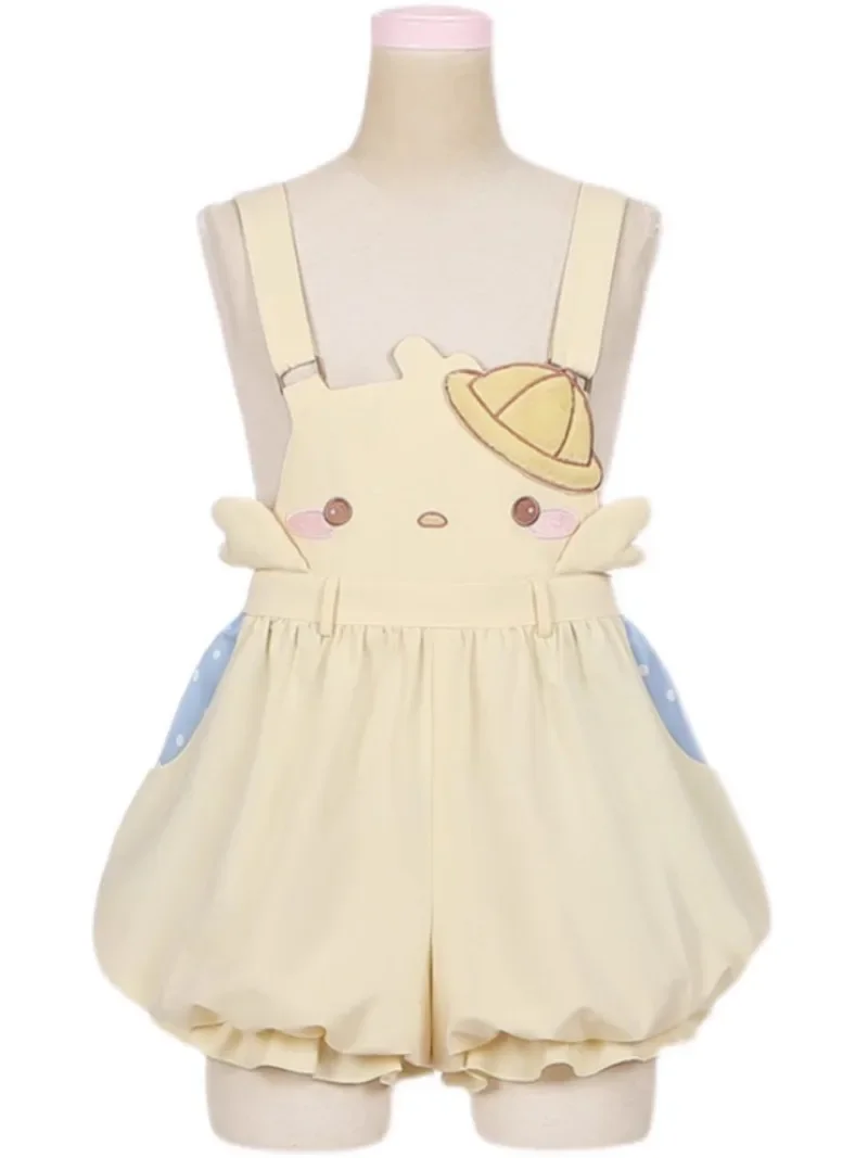 2024 Japanese Autumn Cartoon Fashion Cute Versatile Little Yellow Chicken Overalls For Women