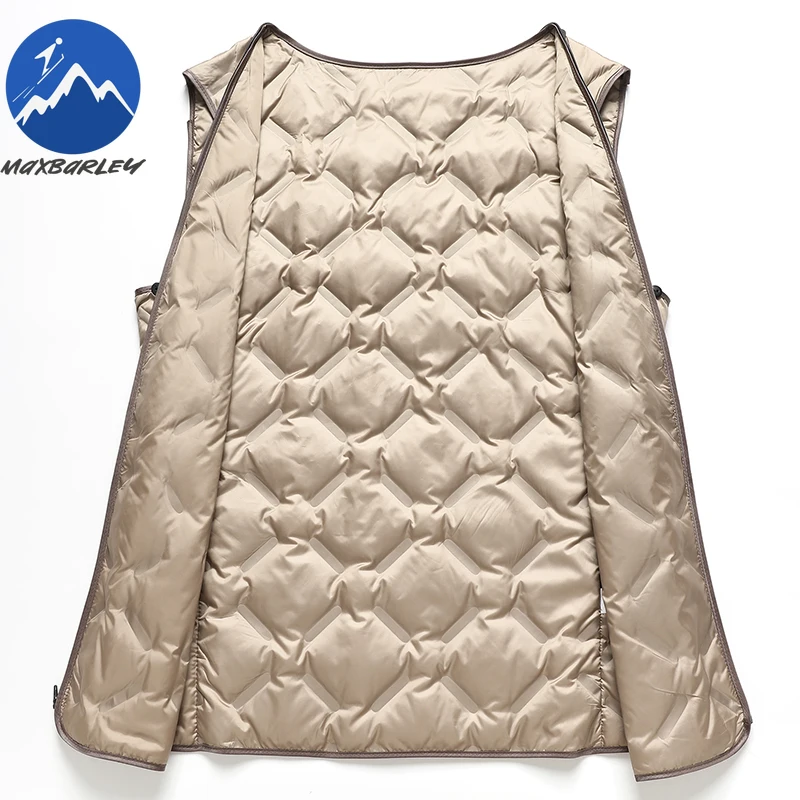 Maxbarley Luxury Men Down Jackets Fashion Suit Collar Work Warm Goose Down Filled Coat Casual Business Lightweight Winter Jacket