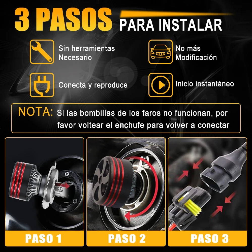 OVEHEL H7 Led سيارة العلوي لمبة Canbus 200 واط 1200000LM CSP H4 H13 مصابيح H11 HB3 9005 HB4 9006 H1 9012 Hir2 LED 12 فولت أضواء الضباب #3