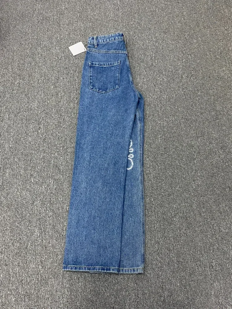 

2024 High Street Casual Denim Broek Voor Vrouwen Sexy Vintage Blauwe Jean Vrouw Broek Hoge Kwaliteit Broek