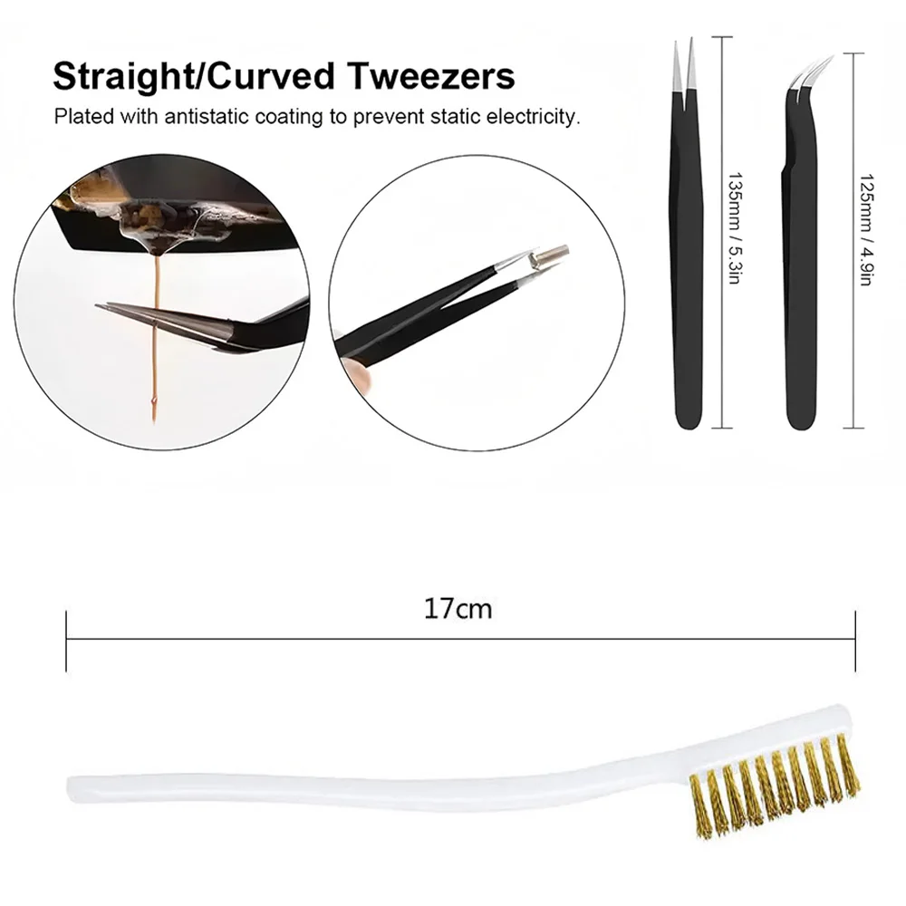 Düsenreinigungs-Nadelwerkzeug-Set 0,2-1,0mm Antistatische Pinzette Messingbürste Düsenreinigungswerkzeug für FDM 3D-Drucker Zubehör – Detail 3