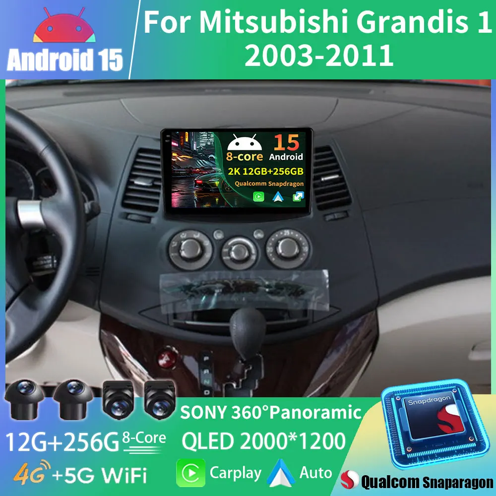 

Автомобильный радиоприемник Android 15 для Mitsubishi Grandis 1 2003-2011, GPS-мультимедийный плеер, головное устройство Navi, беспроводной Carplay Auto QLED 4G NET