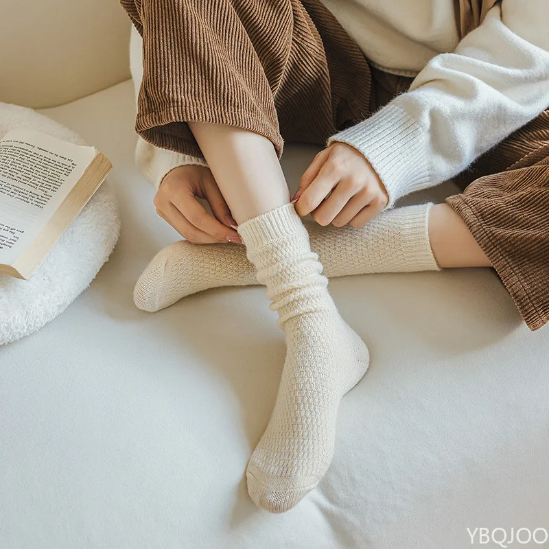 

6 пар женских зимних толстых теплых носков средней длины бежевого цвета, устойчивых к холоду, с широким горлышком, простых, влагопоглощающих, с защитой от запаха