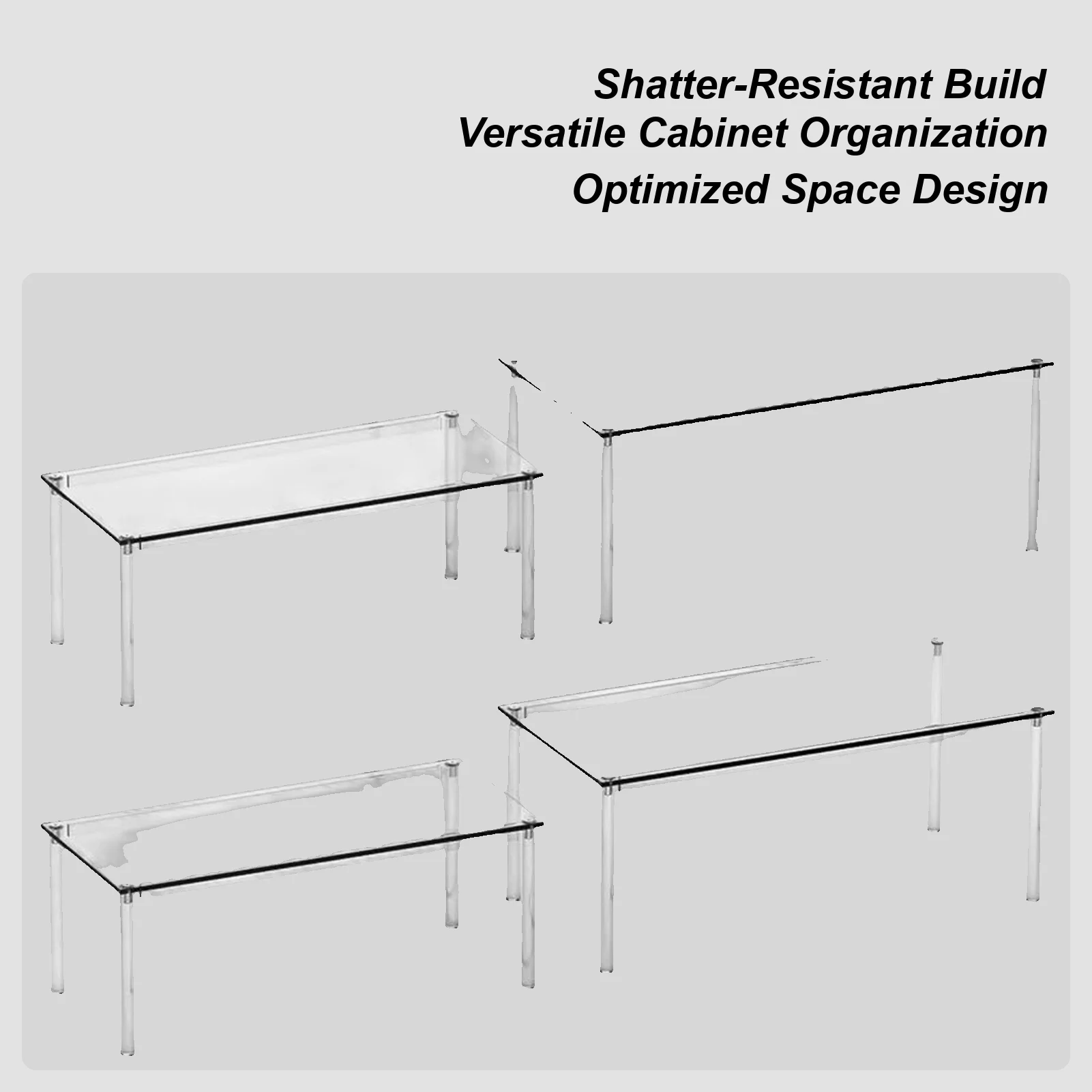 

Акриловый органайзер для хранения, акриловая полка, органайзер для шкафа, дисплей, 4 шт., штабелируемая стойка для хранения, домашний декор для кухни
