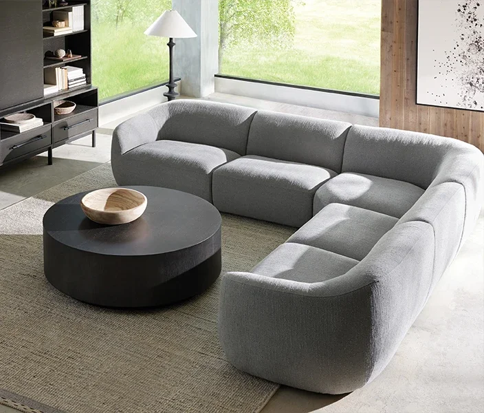 

Luxury Fabric Home Furniture Customization l Shaped Sectional Sofa Set Modern Design Couch Living Room Sofas