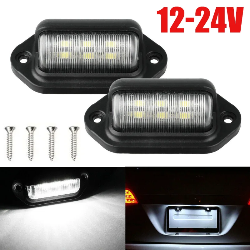 2pcs Car License Number Plate Light Universal Car SUV Truck Trailer Van Tag Step Lamp White Bulbs License Plate Lights