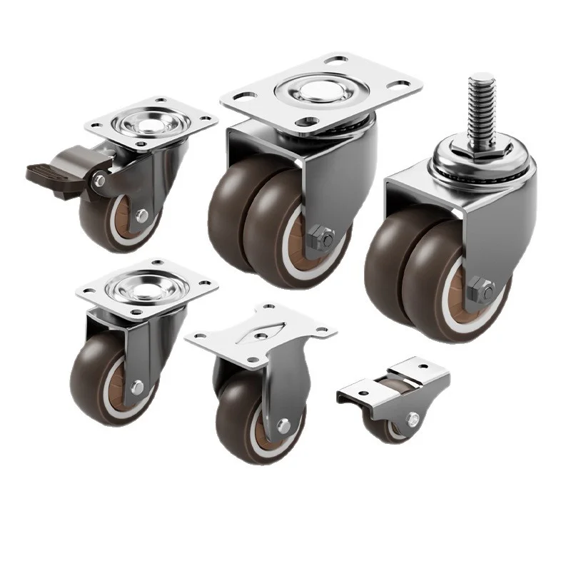 4Pcs Furniture Caster 1inch PVC Wear Resistant Mute Universal Heavy Trolley Wheels 360 Degrees Swivel Castor With Brake