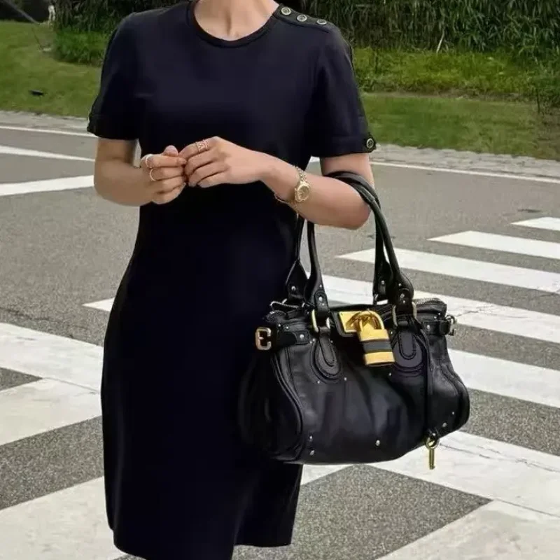 

Винтажная дизайнерская большая сумка с пряжкой и замком, классическая сумка через плечо большой вместимости, модная сумка, роскошная сумка через плечо