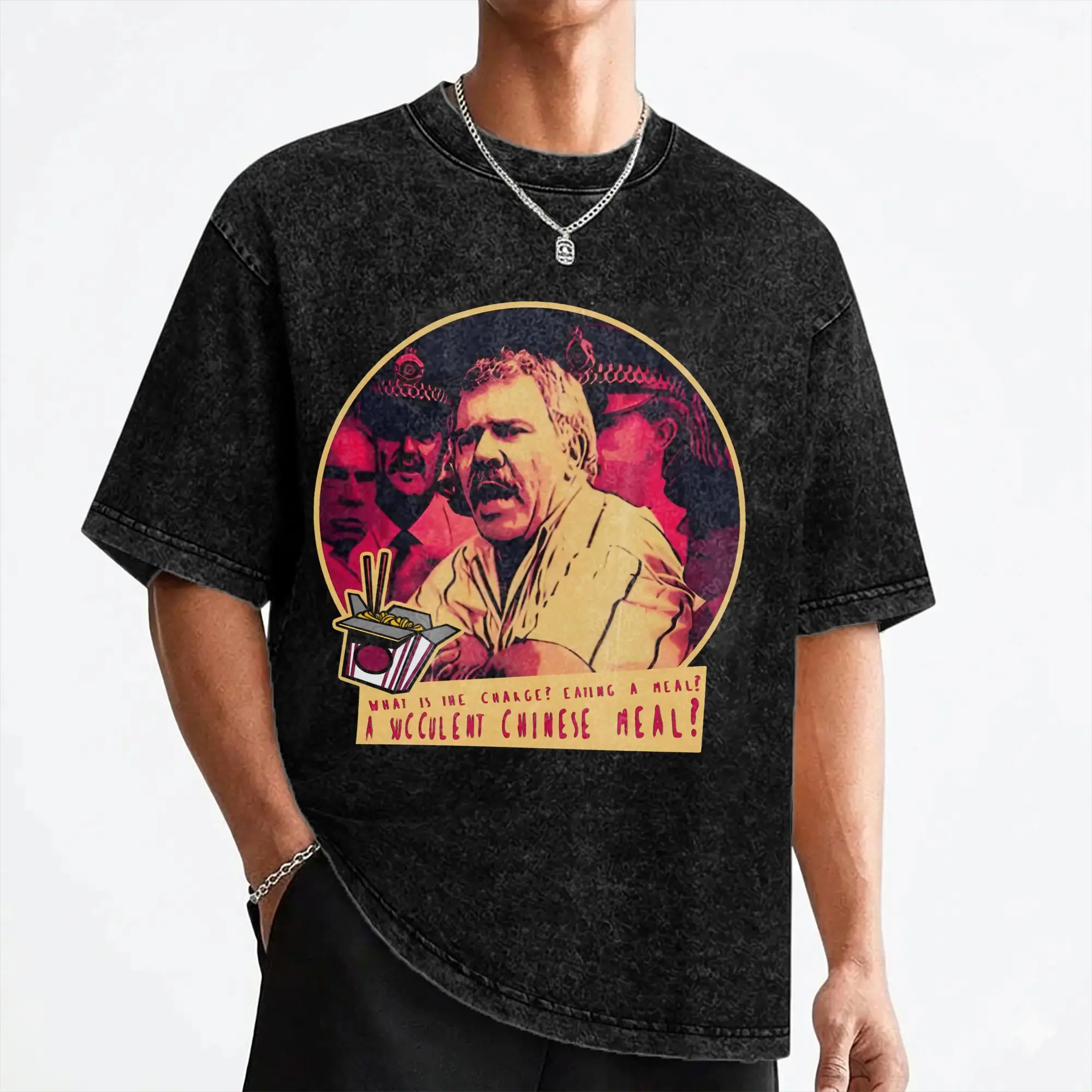 A Succulent Chinese Meal Meme T Shirts Washed Short Sleeve High Street T-Shirt  Vintage Men Women Streetwear Summer Tops Tees