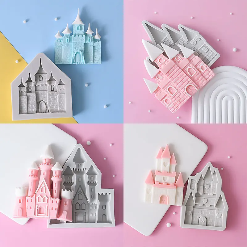 Castle Shape Cake Silicone Mold European Princess Architecture Creative Decoration Dream Gorgeous Diy Crystal Epoxy Clay Mould