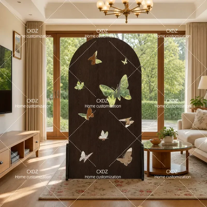 Medieval Round Hole Screen Hollow Partition Background Wall Modern Simple Shielding Foldable Mobile Home Partition