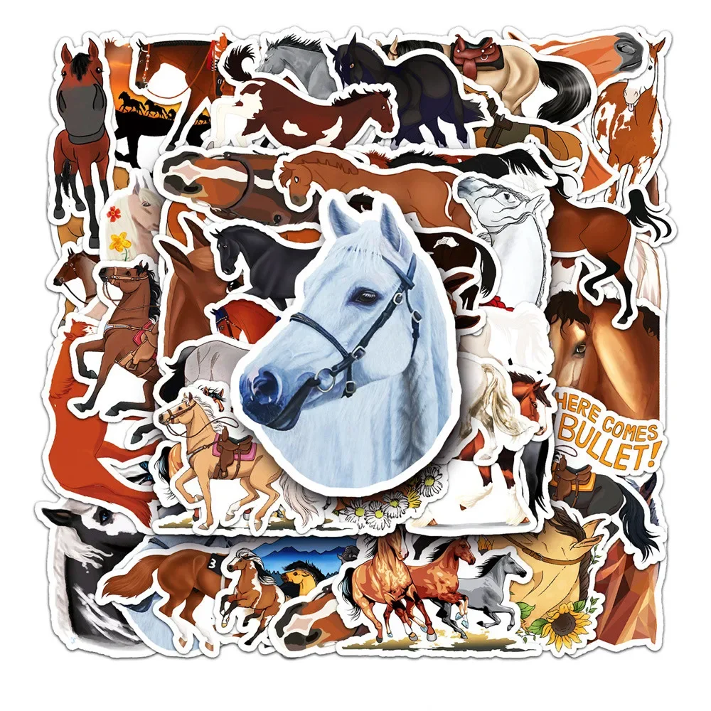 50PCS Cartoon Horse Racing Sticker Toys Luggage Laptop IPad Guitar DIY Phone Case Motorcycle Waterproof Sticker