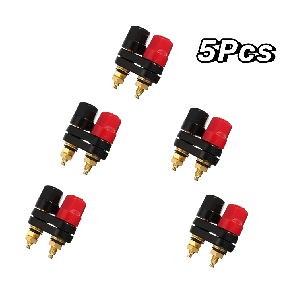 5Pcs 2 Way Connector Banana Plug Gold Plate Terminal Block Connector Terminal Binding Post In Wire 4mm Copper High Quality