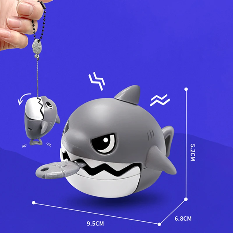 Cartoon Shark Keychain Pull Line Pendant Simulation Shark Keychain Toy Anti-stress Schoolbag Pendant Children Gifts