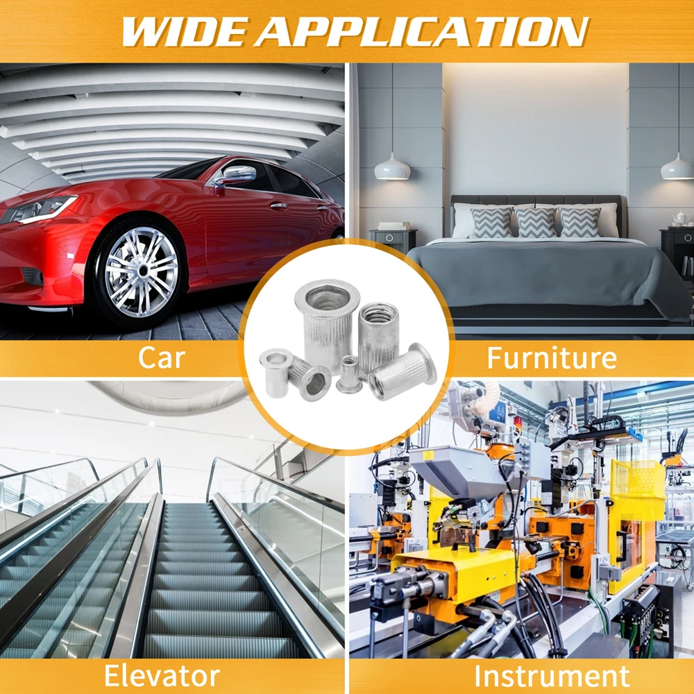 In Box 300/190/165/150/100pcs M3 M4 M5 M6 M8 M10 Aluminum Flat Head Rivet Nuts NutsInsert Cap Thread Insert Rivet Nut Tool Set