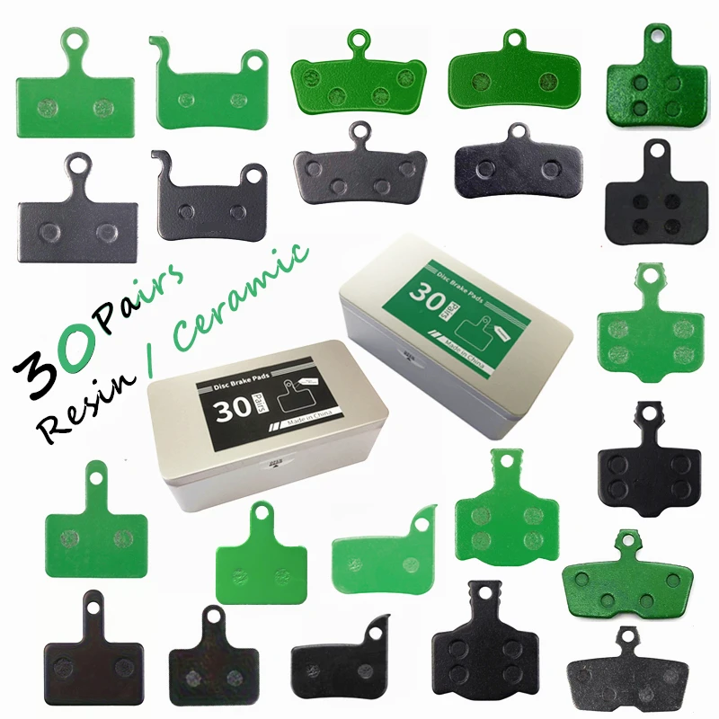 30Pairs Ceramic / Resin Bicycle MTB Road Disc Brake Pads For Shimano Sram Avid Magura Durable & Reliable Performance Cycling