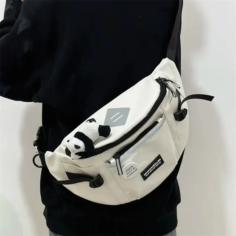 Japanese Harajuku Reflective Chest Bag Women and Men Waist Bag Collage Student Crossbody Bags Purses and Handbags