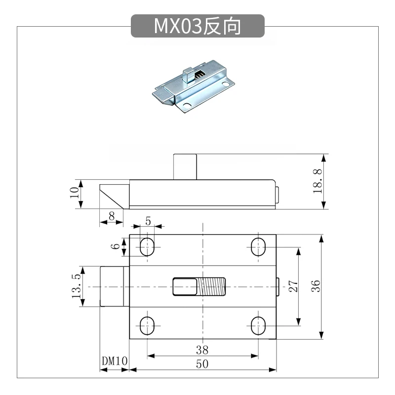 สลักสแตนเลส MX03แบบเลื่อนได้พร้อมตัวล็อคแบบสปริงอัตโนมัติในระยะใกล้