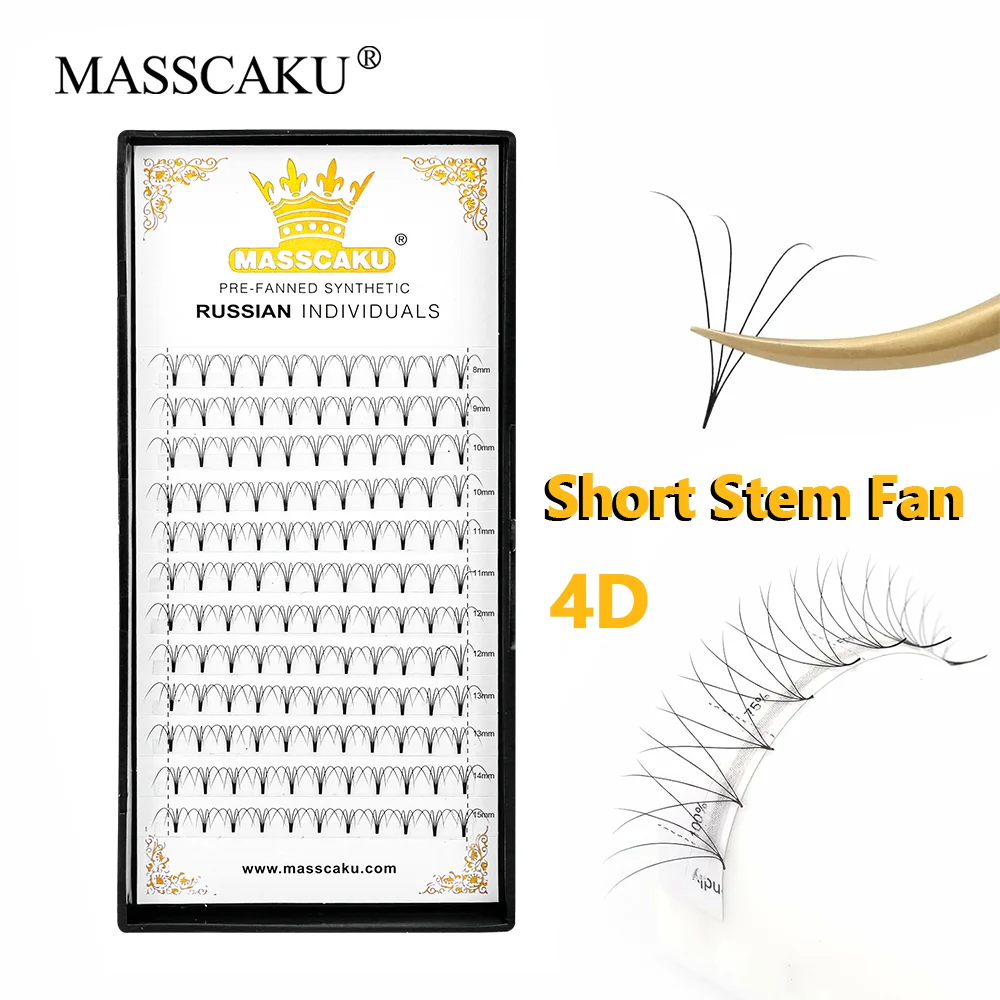 MASSCAKU sharp narrow stem premade volume fans lash 8-15mm & mix length super soft comfortable faux mink eyelashes volume lashes