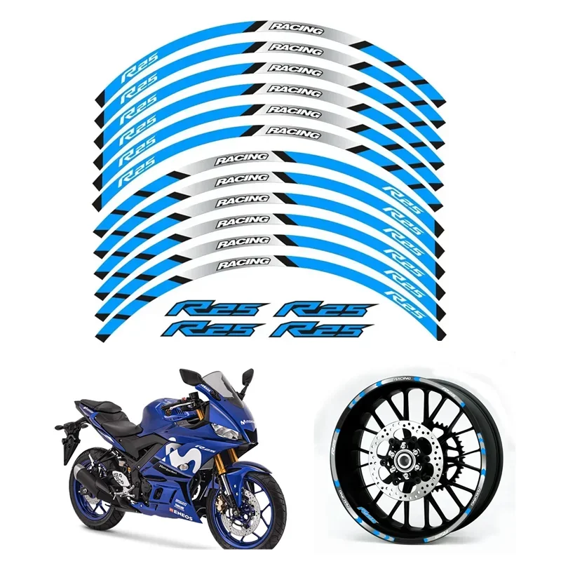 Autocollant de décoration de roue de contour de pièces de moto, autocollant pour Yamaha YZFR25 R25