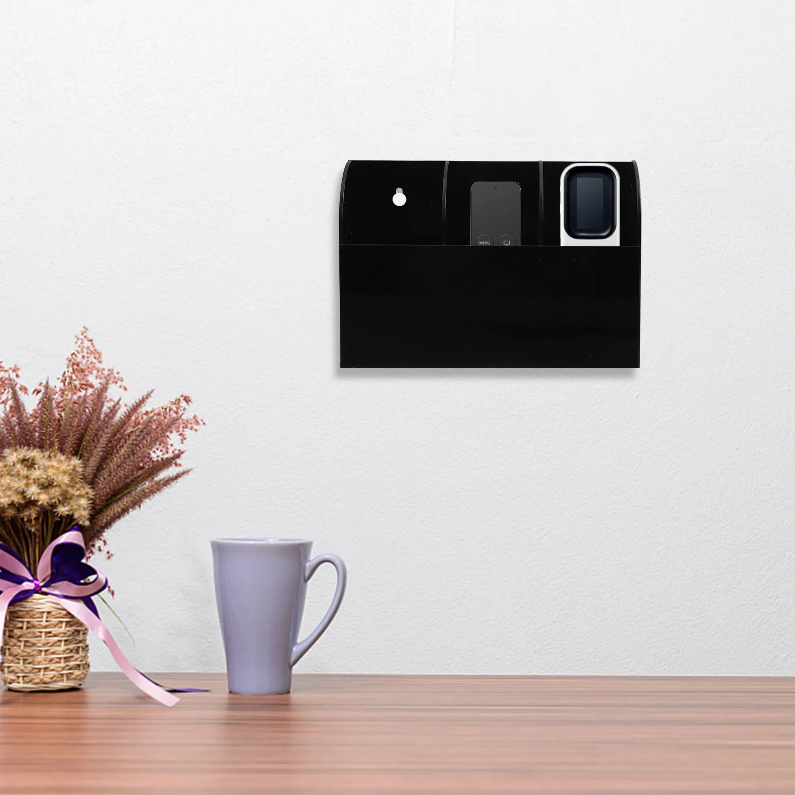 Acrylic Remote Controller Holder Wall Mount Storage Box Wall Organizer for Remote Control Keys Change Saving Space